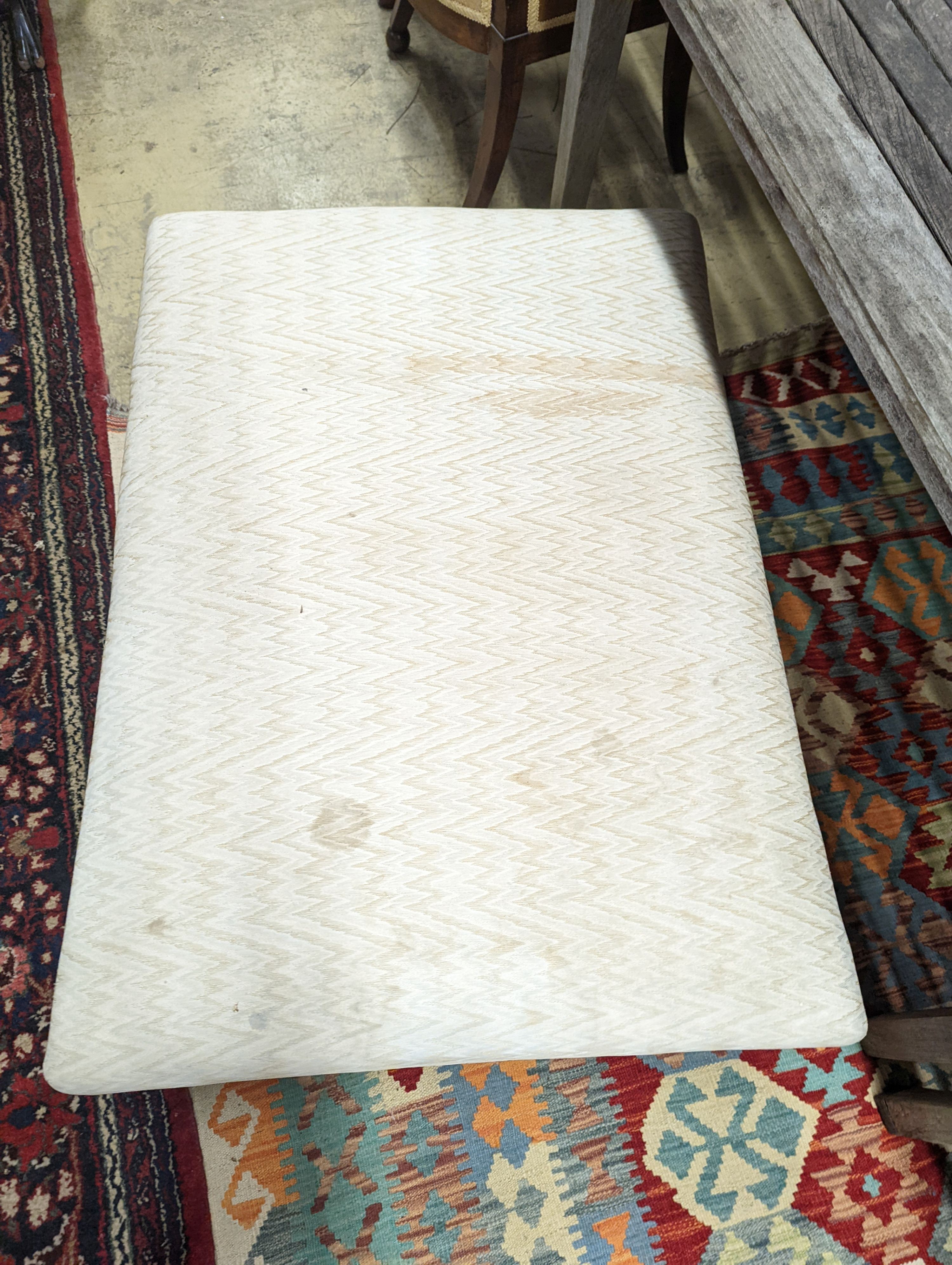 A George III style rectangular upholstered footstool, width 103cm, depth 72cm, height 41cm